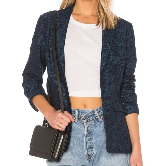 J Brand Layla Textured jacquard metallic Brocade Floral Blazer - Picture 2 of 12